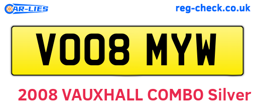 VO08MYW are the vehicle registration plates.
