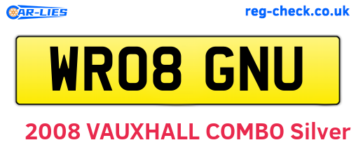 WR08GNU are the vehicle registration plates.