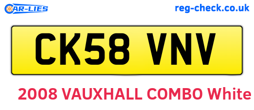 CK58VNV are the vehicle registration plates.