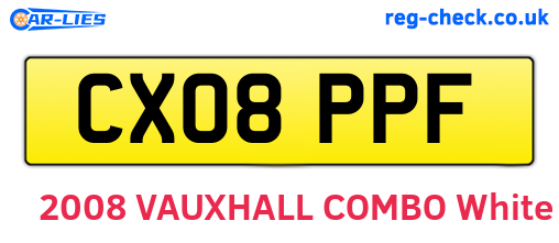 CX08PPF are the vehicle registration plates.