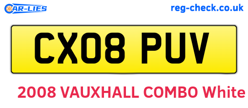 CX08PUV are the vehicle registration plates.