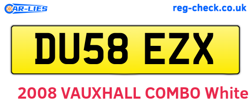 DU58EZX are the vehicle registration plates.