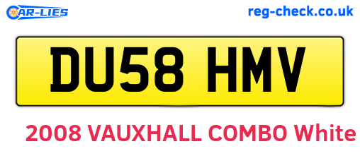 DU58HMV are the vehicle registration plates.