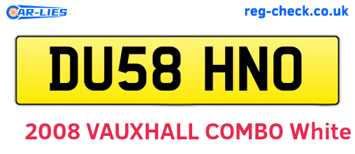 DU58HNO are the vehicle registration plates.