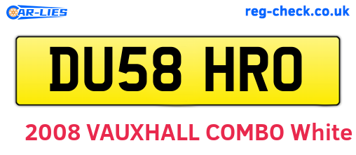 DU58HRO are the vehicle registration plates.