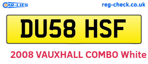 DU58HSF are the vehicle registration plates.