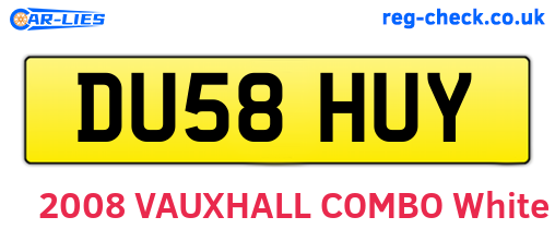 DU58HUY are the vehicle registration plates.