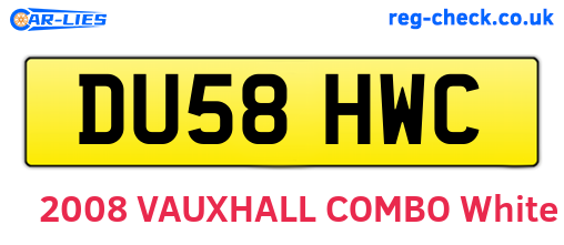 DU58HWC are the vehicle registration plates.