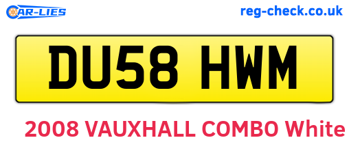 DU58HWM are the vehicle registration plates.
