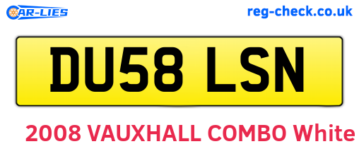 DU58LSN are the vehicle registration plates.