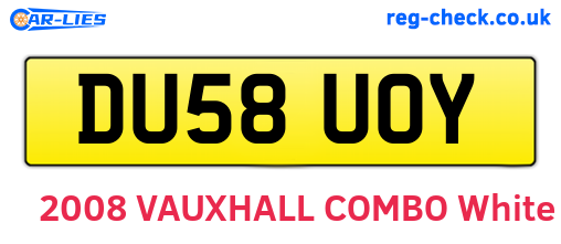 DU58UOY are the vehicle registration plates.