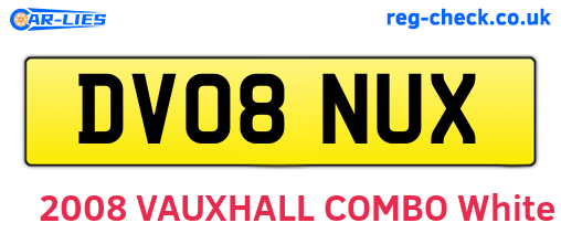 DV08NUX are the vehicle registration plates.