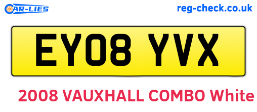 EY08YVX are the vehicle registration plates.