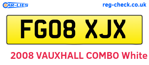 FG08XJX are the vehicle registration plates.