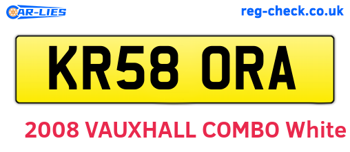 KR58ORA are the vehicle registration plates.