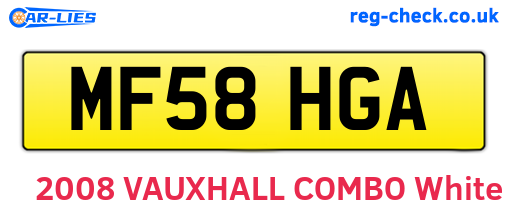 MF58HGA are the vehicle registration plates.