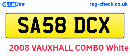 SA58DCX are the vehicle registration plates.
