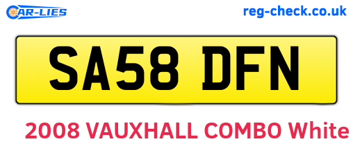 SA58DFN are the vehicle registration plates.