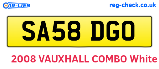 SA58DGO are the vehicle registration plates.