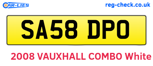 SA58DPO are the vehicle registration plates.