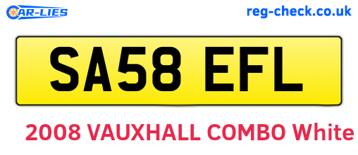 SA58EFL are the vehicle registration plates.