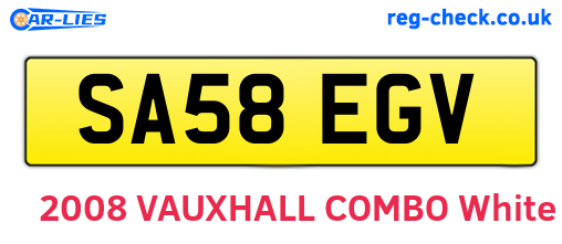 SA58EGV are the vehicle registration plates.