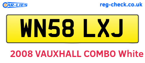 WN58LXJ are the vehicle registration plates.