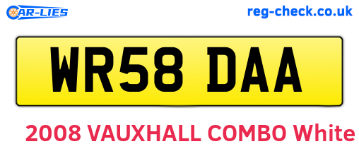 WR58DAA are the vehicle registration plates.