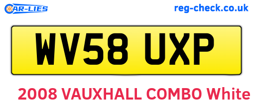 WV58UXP are the vehicle registration plates.