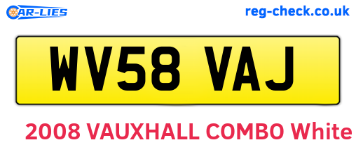 WV58VAJ are the vehicle registration plates.