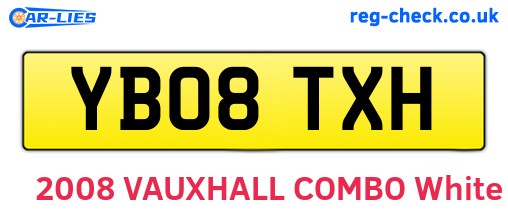 YB08TXH are the vehicle registration plates.