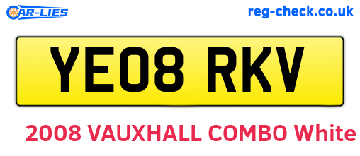 YE08RKV are the vehicle registration plates.
