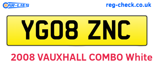 YG08ZNC are the vehicle registration plates.
