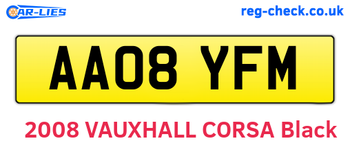 AA08YFM are the vehicle registration plates.