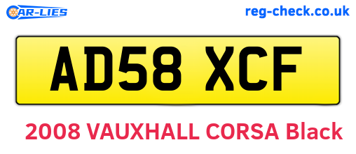 AD58XCF are the vehicle registration plates.