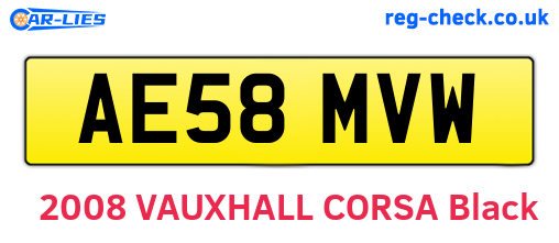 AE58MVW are the vehicle registration plates.