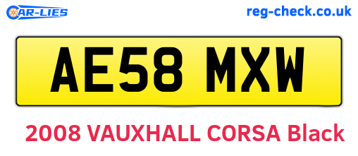 AE58MXW are the vehicle registration plates.