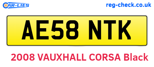 AE58NTK are the vehicle registration plates.