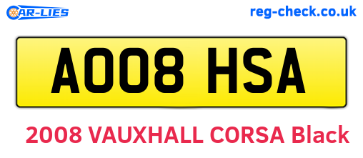 AO08HSA are the vehicle registration plates.