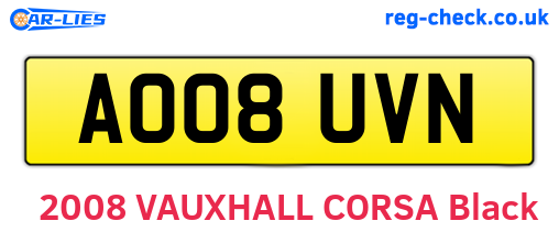 AO08UVN are the vehicle registration plates.