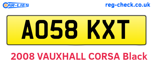 AO58KXT are the vehicle registration plates.