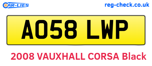AO58LWP are the vehicle registration plates.