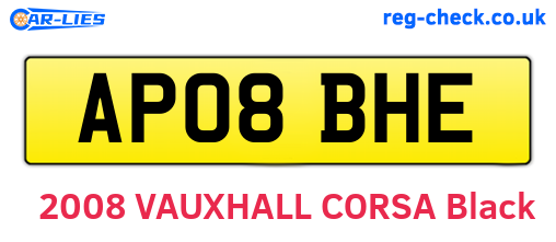 AP08BHE are the vehicle registration plates.