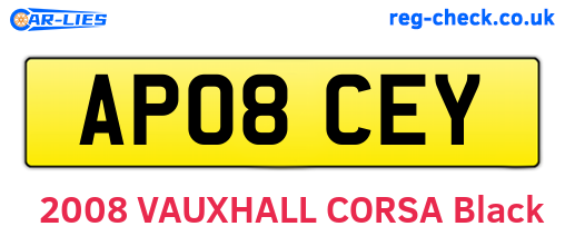 AP08CEY are the vehicle registration plates.
