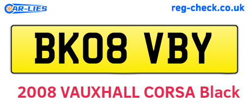 BK08VBY are the vehicle registration plates.