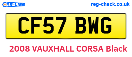 CF57BWG are the vehicle registration plates.