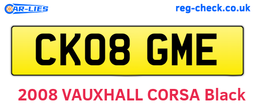 CK08GME are the vehicle registration plates.