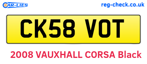 CK58VOT are the vehicle registration plates.