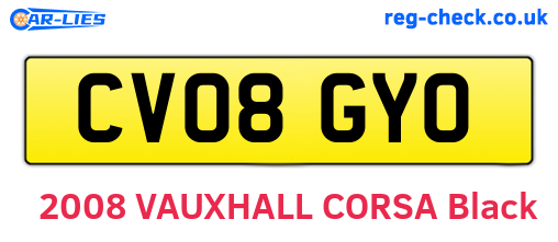CV08GYO are the vehicle registration plates.