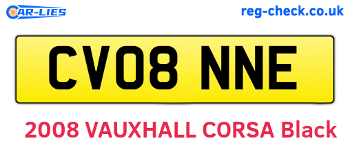 CV08NNE are the vehicle registration plates.
